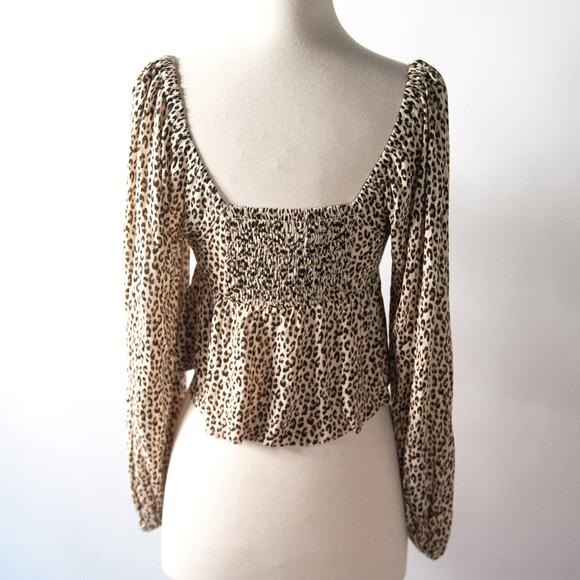 Urban Outfitters Leopard Cutout Peplum Crop Top Size S - Picture 5 of 13